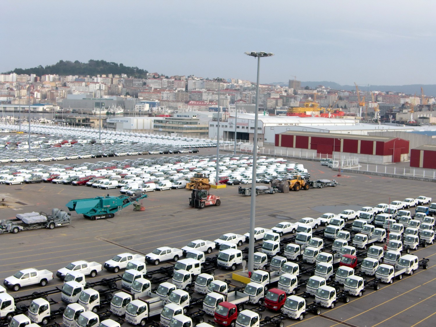 The port of Vigo - a lot of brandnew cars. The city is in the background